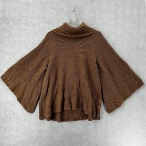 Anthropologie Sweater‎ Womens SMALL/XS Tan Bell Sleeve Mock Neck